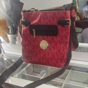 Michael Kors Red and Black Crossbody Bag